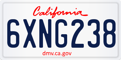 CA license plate 6XNG238