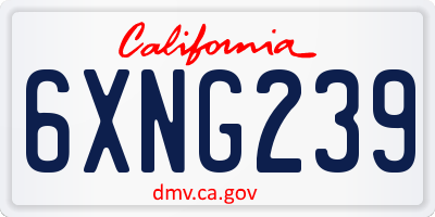 CA license plate 6XNG239