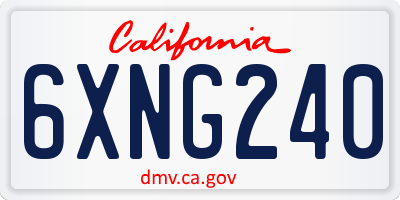 CA license plate 6XNG240