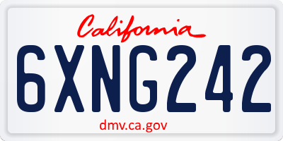 CA license plate 6XNG242