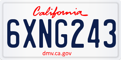CA license plate 6XNG243