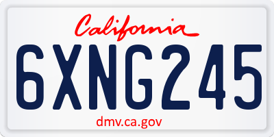 CA license plate 6XNG245