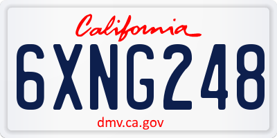 CA license plate 6XNG248