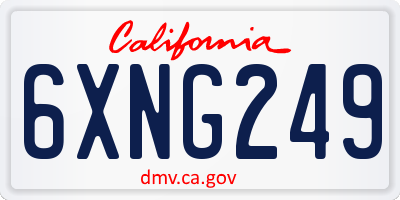 CA license plate 6XNG249