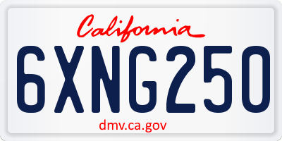 CA license plate 6XNG250