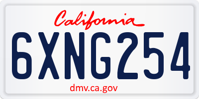 CA license plate 6XNG254