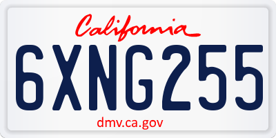CA license plate 6XNG255