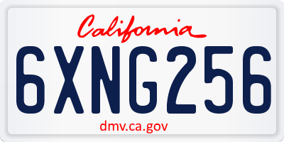 CA license plate 6XNG256