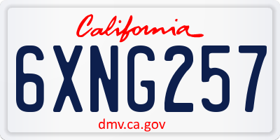 CA license plate 6XNG257
