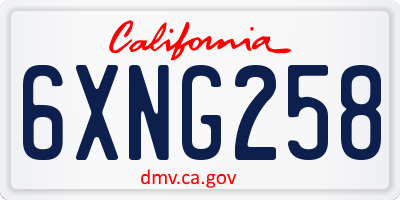 CA license plate 6XNG258