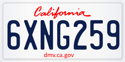 CA license plate 6XNG259