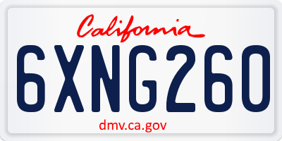 CA license plate 6XNG260