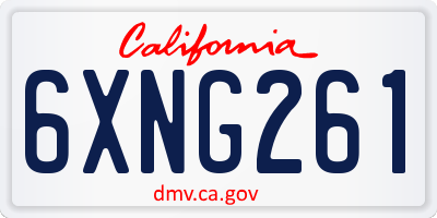 CA license plate 6XNG261