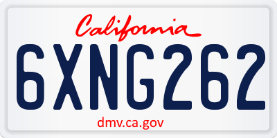 CA license plate 6XNG262