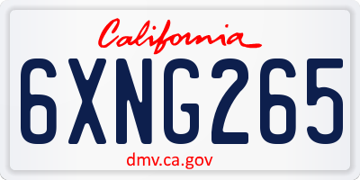 CA license plate 6XNG265