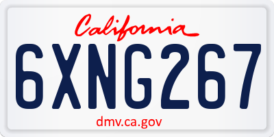 CA license plate 6XNG267