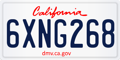 CA license plate 6XNG268