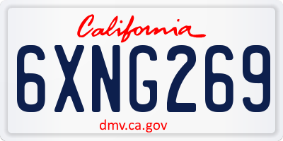 CA license plate 6XNG269