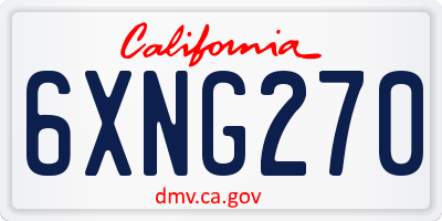 CA license plate 6XNG270