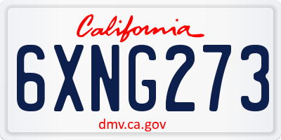 CA license plate 6XNG273