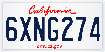 CA license plate 6XNG274