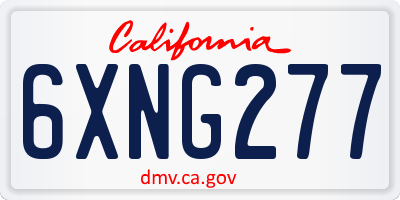 CA license plate 6XNG277