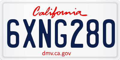 CA license plate 6XNG280