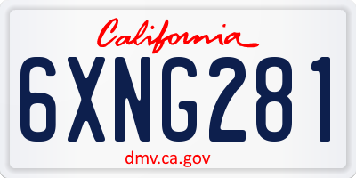CA license plate 6XNG281