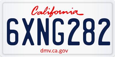 CA license plate 6XNG282