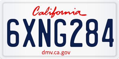 CA license plate 6XNG284