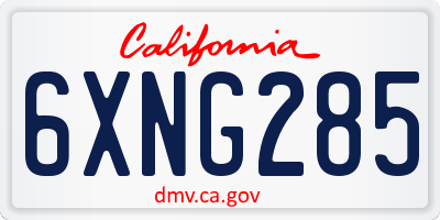 CA license plate 6XNG285