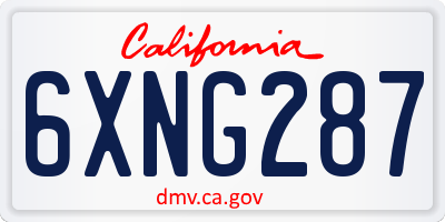 CA license plate 6XNG287