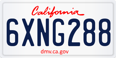 CA license plate 6XNG288