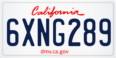 CA license plate 6XNG289