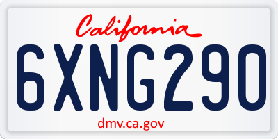 CA license plate 6XNG290
