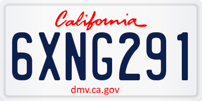 CA license plate 6XNG291