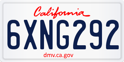 CA license plate 6XNG292