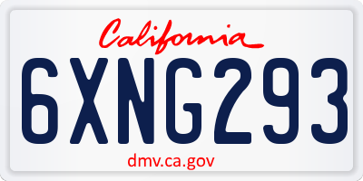 CA license plate 6XNG293
