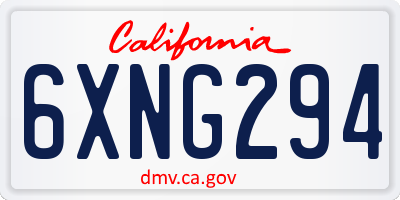 CA license plate 6XNG294