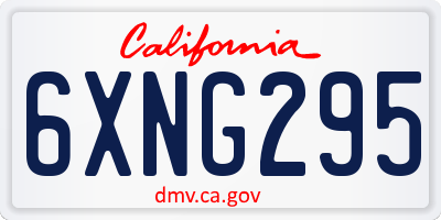 CA license plate 6XNG295