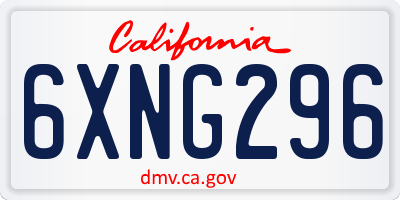 CA license plate 6XNG296