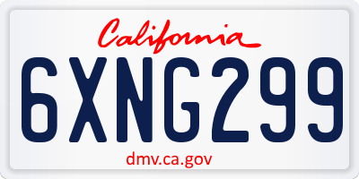 CA license plate 6XNG299