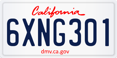 CA license plate 6XNG301