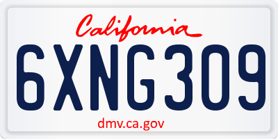 CA license plate 6XNG309