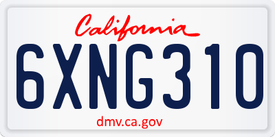 CA license plate 6XNG310