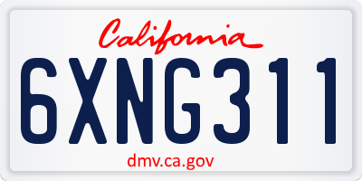 CA license plate 6XNG311