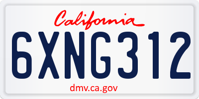 CA license plate 6XNG312