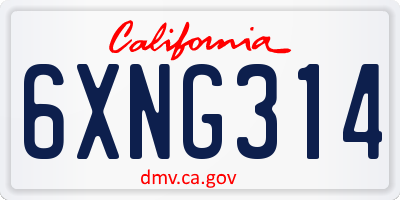 CA license plate 6XNG314