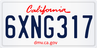 CA license plate 6XNG317