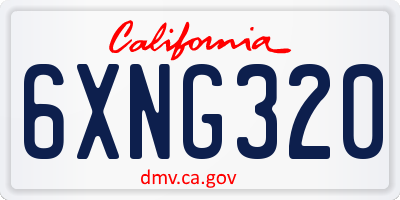 CA license plate 6XNG320